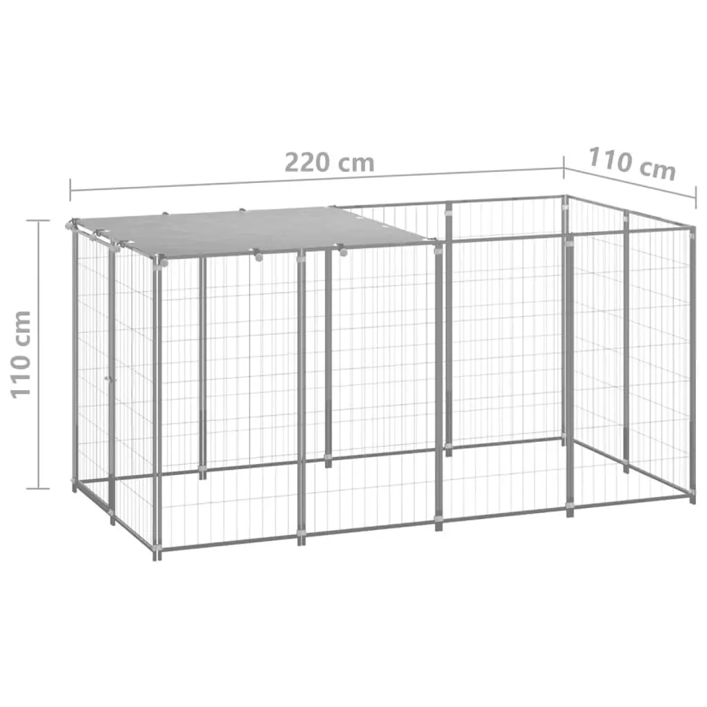 Dog Kennel Silver 2.42 mÂ² Steel 3082202