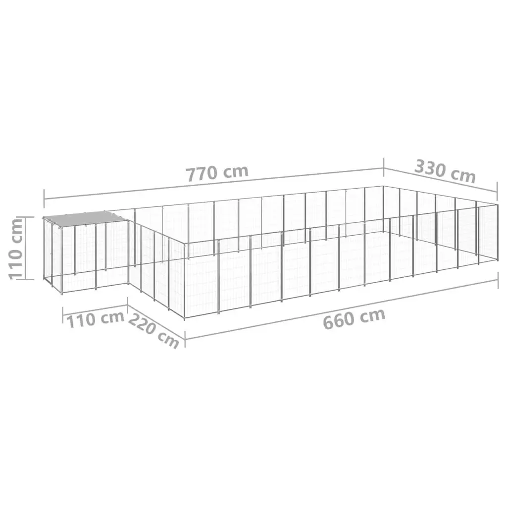 Dog Kennel Silver 22.99 mÂ² Steel 3082223