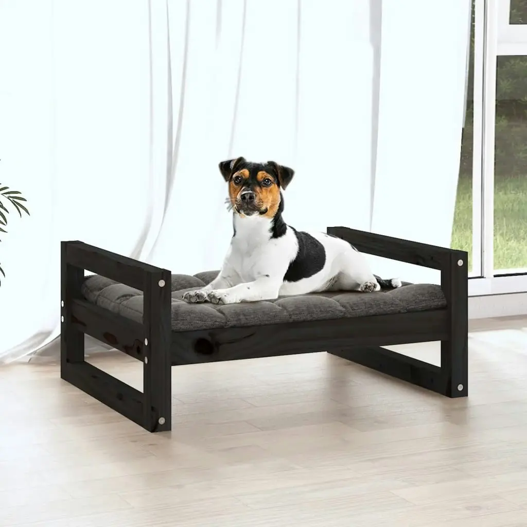 Dog Bed Black 55.5x45.5x28 cm Solid Pine Wood 821471