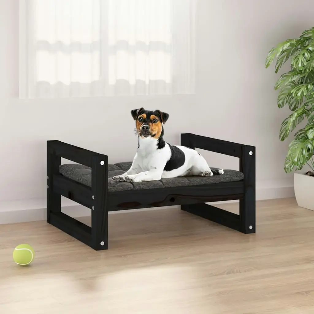 Dog Bed Black 55.5x45.5x28 cm Solid Pine Wood 821471