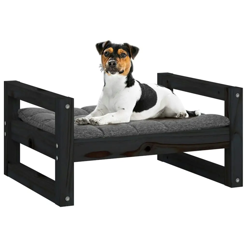 Dog Bed Black 55.5x45.5x28 cm Solid Pine Wood 821471