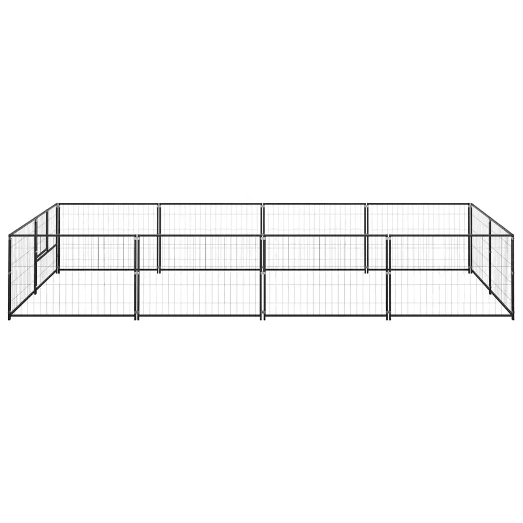 Dog Kennel Black 8 mÂ² Steel 3082111