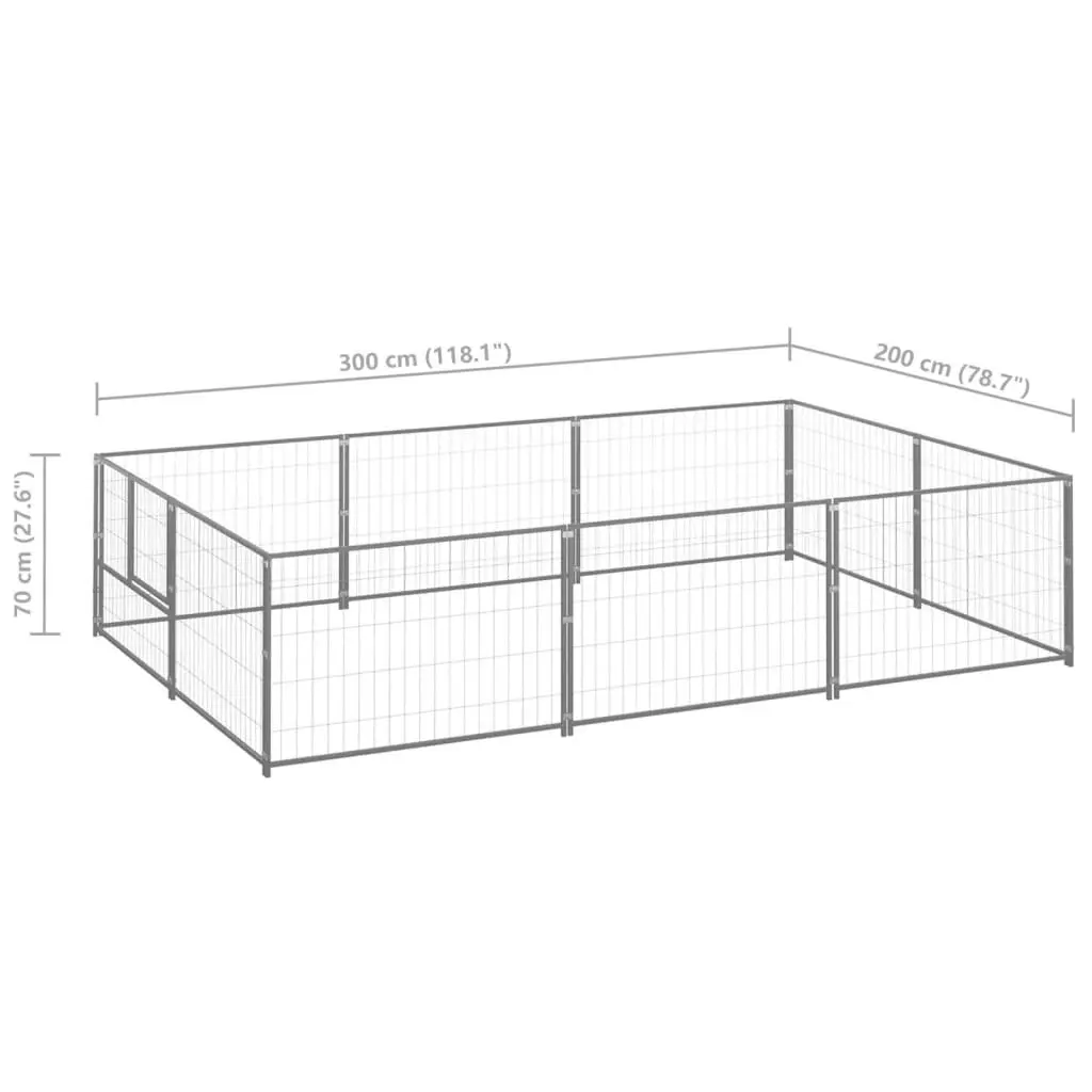 Dog Kennel Silver 6 mÂ² Steel 3082119