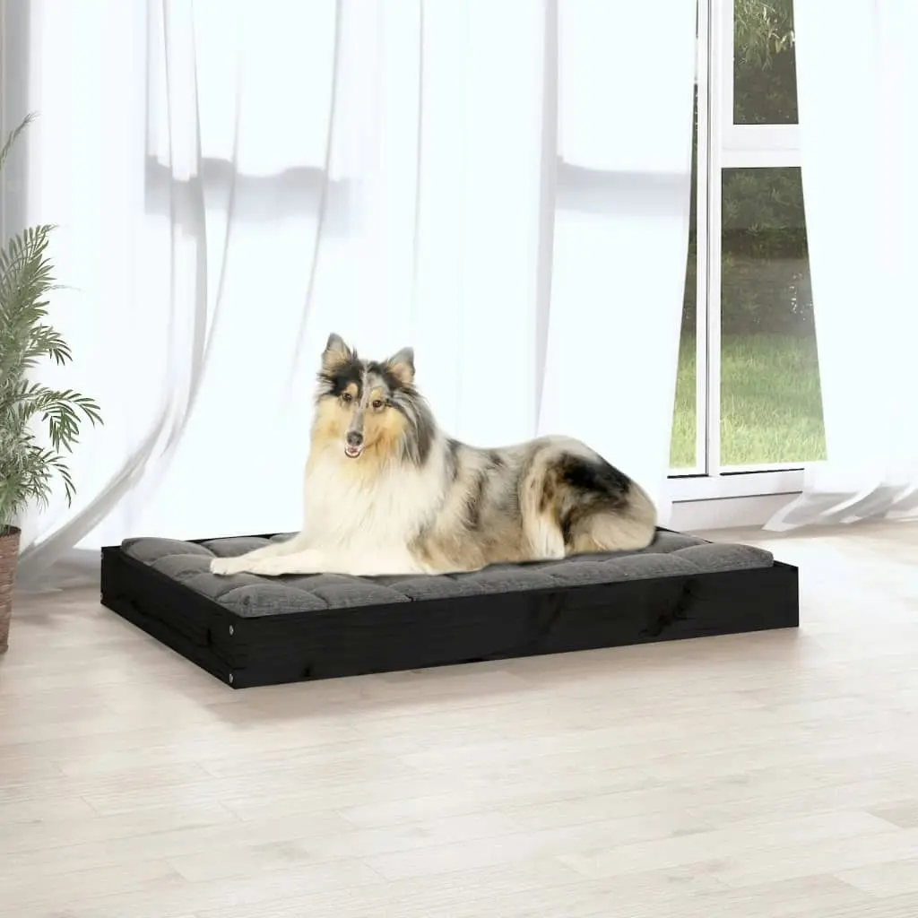 Dog Bed Black 91.5x64x9 cm Solid Wood Pine 820865