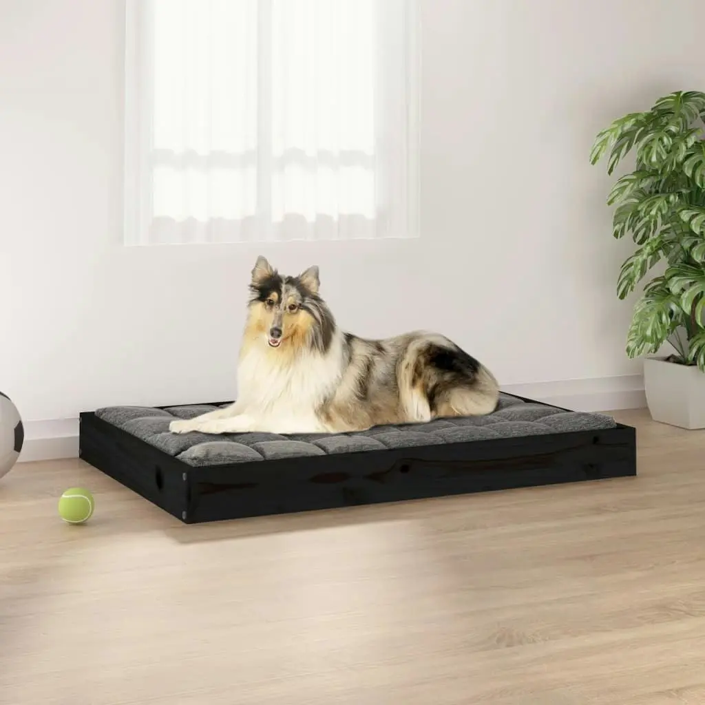 Dog Bed Black 91.5x64x9 cm Solid Wood Pine 820865