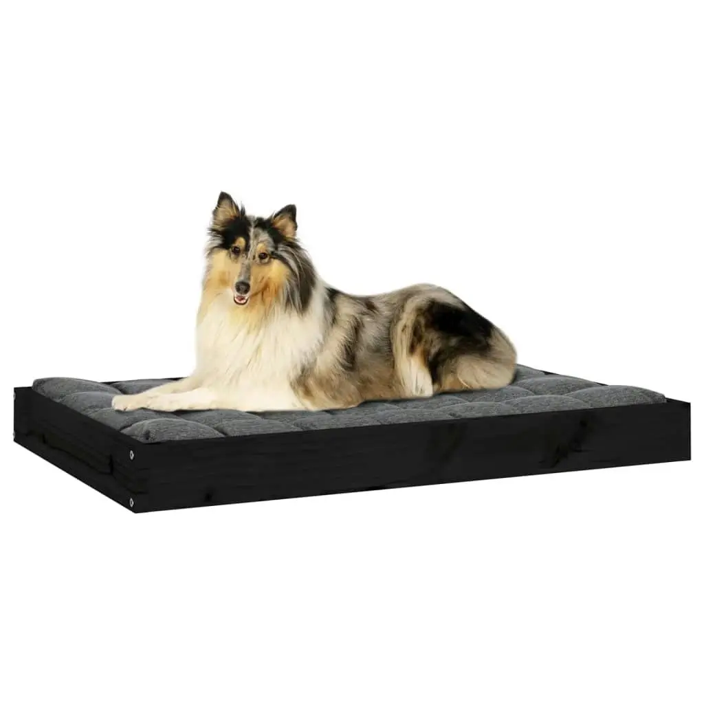 Dog Bed Black 91.5x64x9 cm Solid Wood Pine 820865