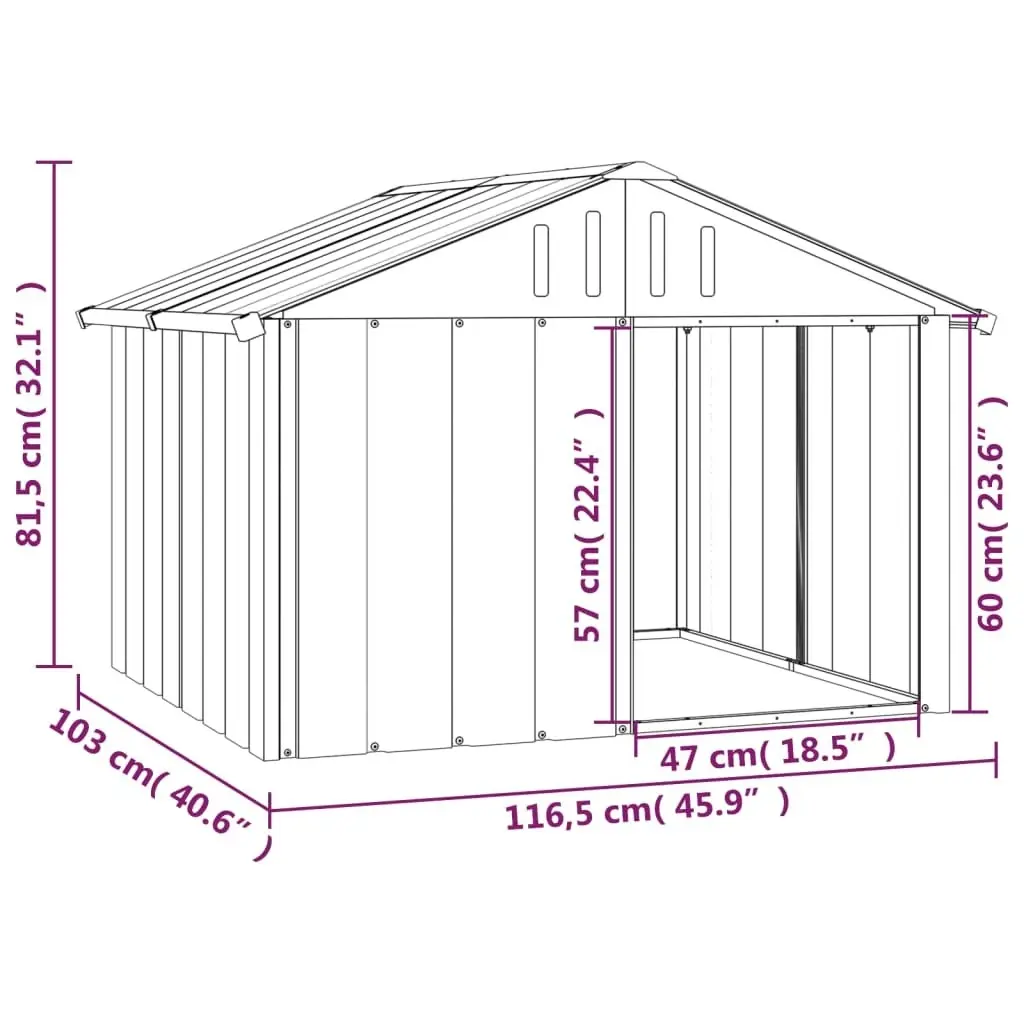 Dog House Grey 116.5x103x81.5 cm Galvanised Steel 171542