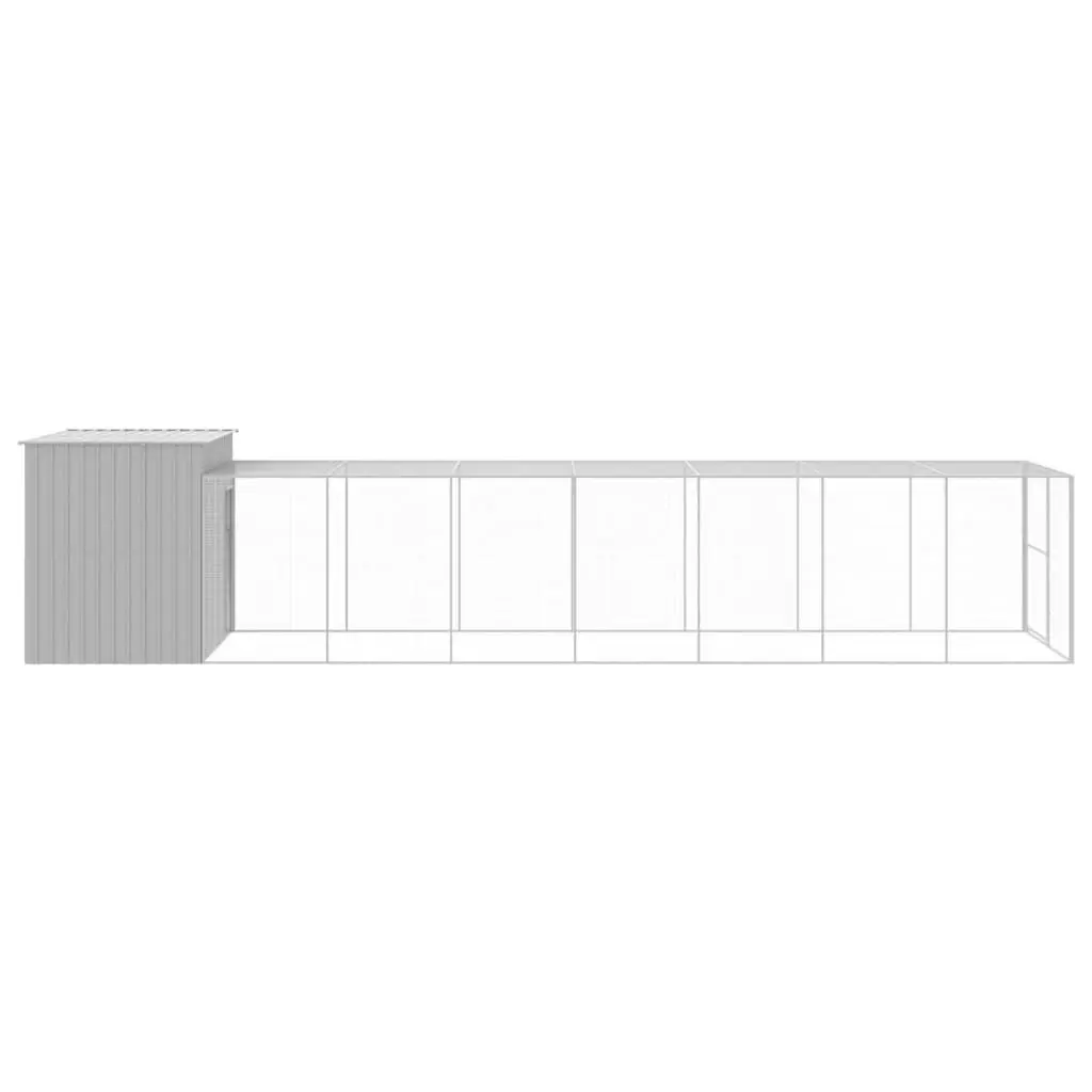 Dog House with Run Light Grey 214x865x181 cm Galvanised Steel 3189140