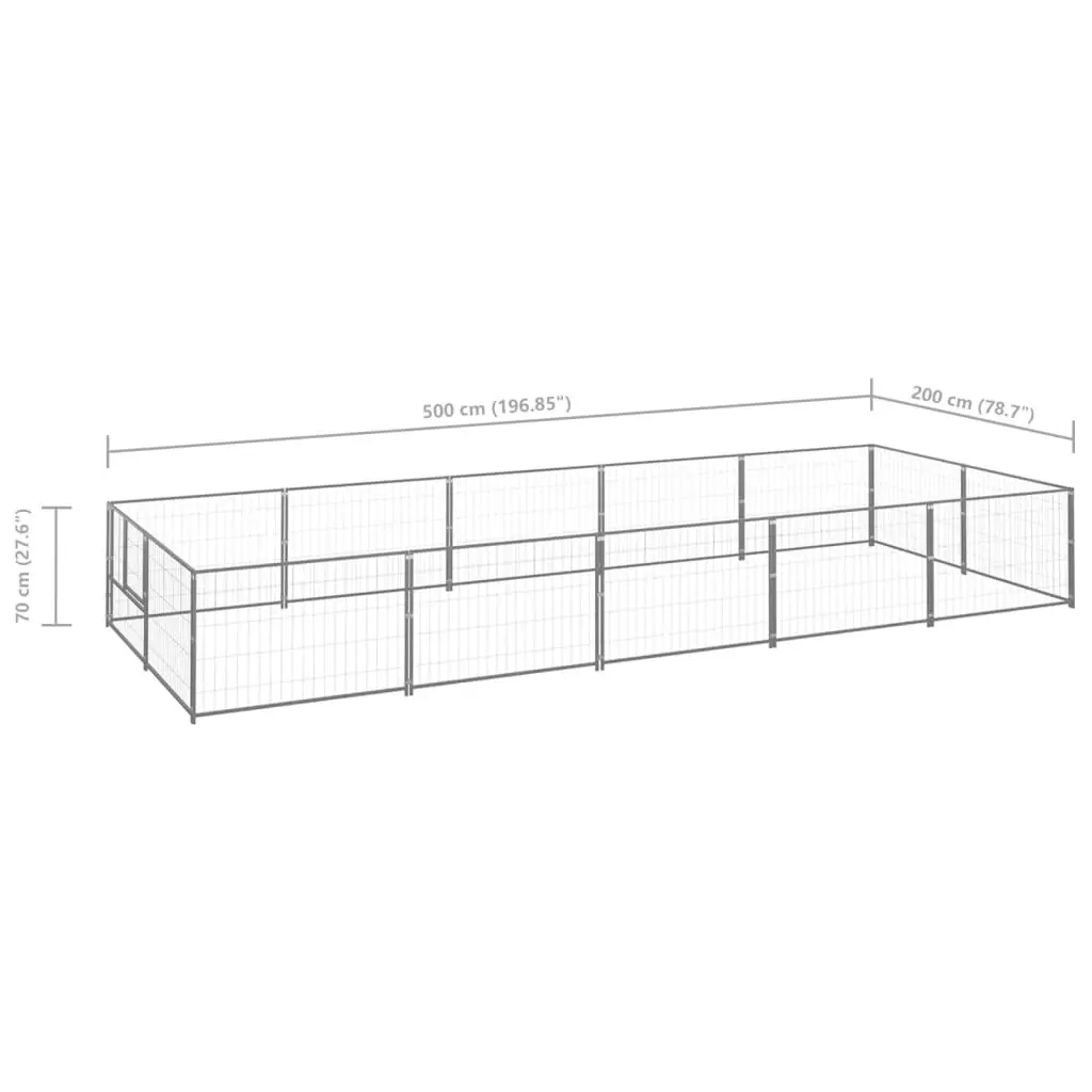 Dog Kennel Silver 10 mÂ² Steel 3082121