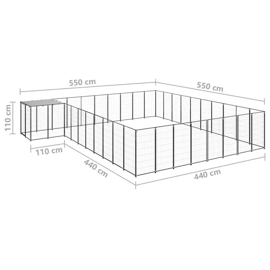 Dog Kennel Black 25.41 mÂ² Steel 3082240