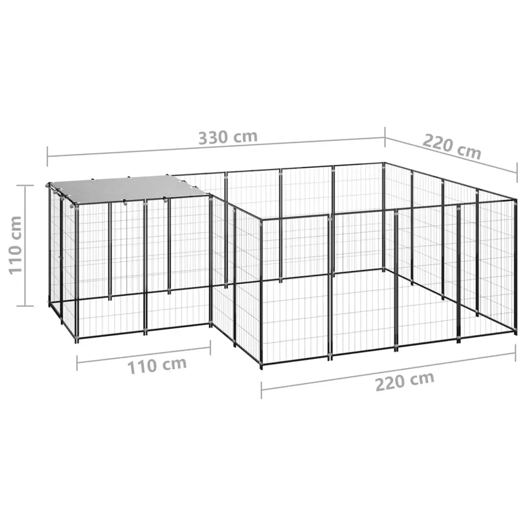 Dog Kennel Black 6.05 mÂ² Steel 3082205