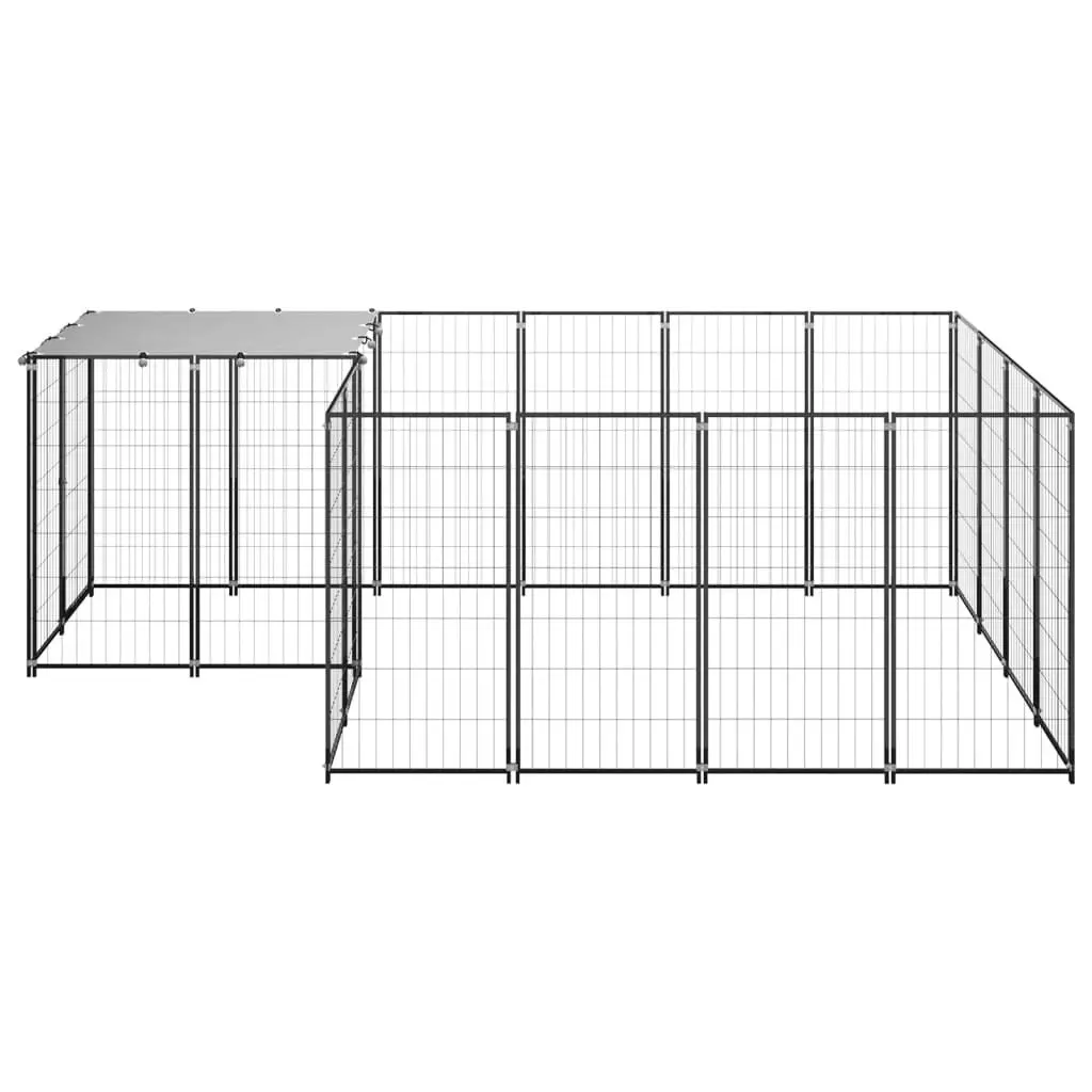 Dog Kennel Black 6.05 mÂ² Steel 3082205