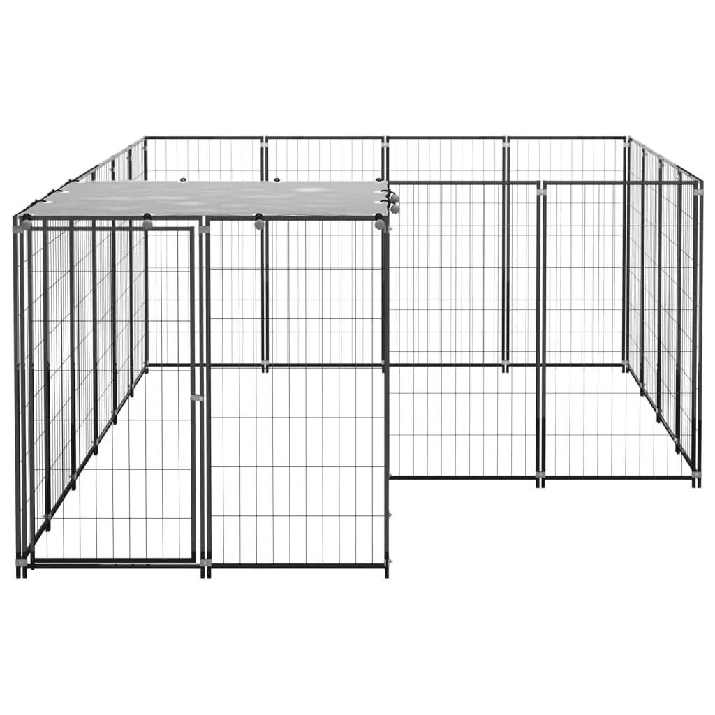 Dog Kennel Black 6.05 mÂ² Steel 3082205