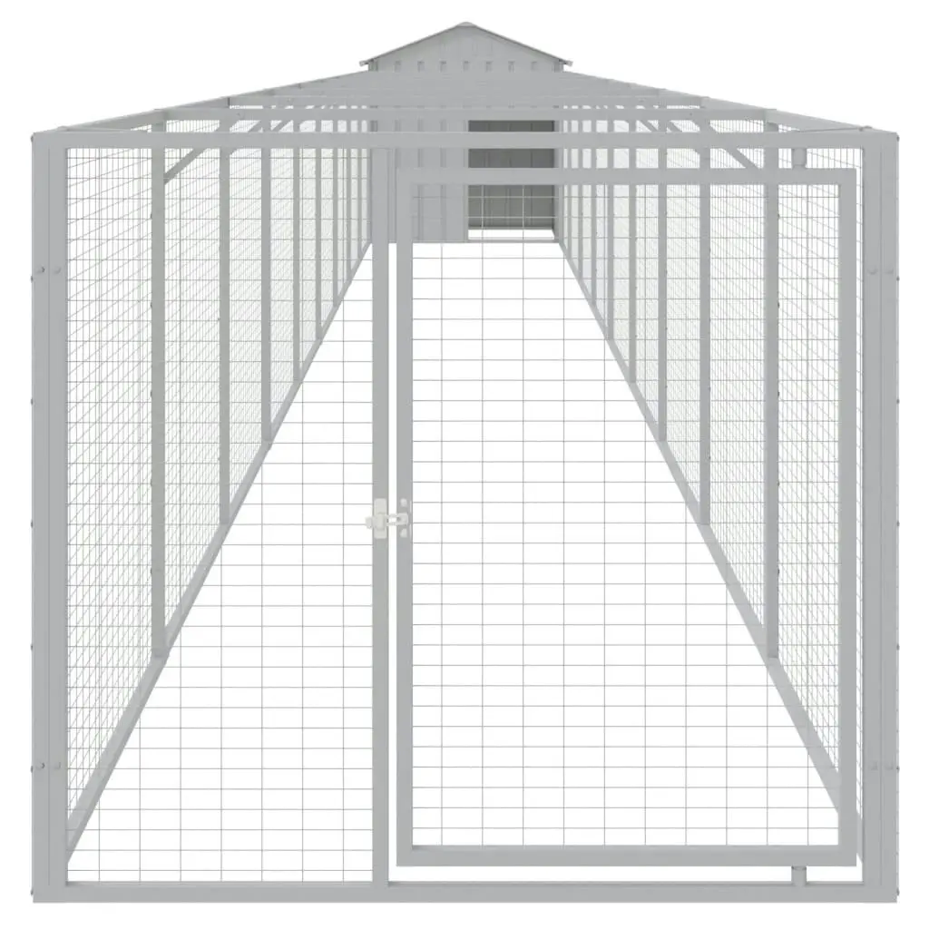 Dog House with Roof Light Grey 117x1017x123 cm Galvanised Steel 3189067