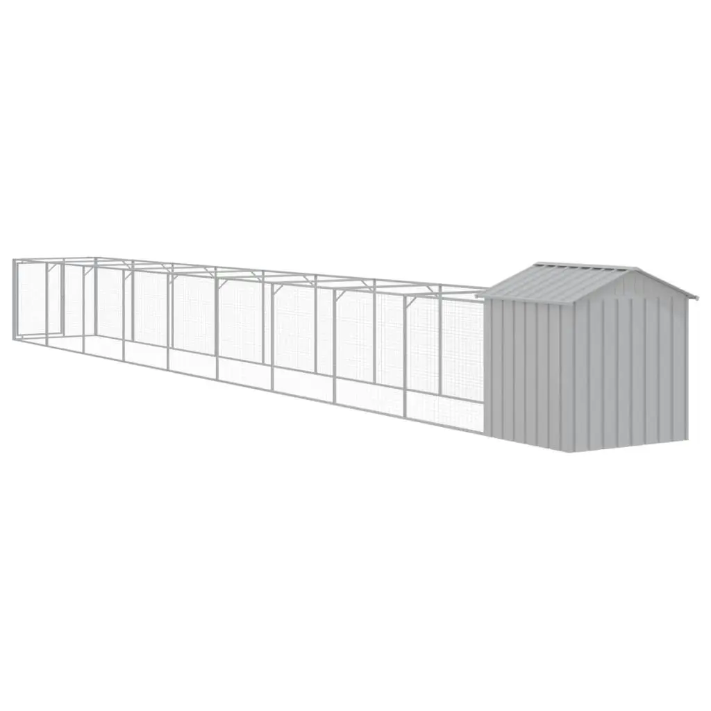 Dog House with Roof Light Grey 117x1017x123 cm Galvanised Steel 3189067