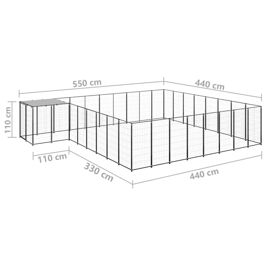 Dog Kennel Black 20.57 mÂ² Steel 3082228