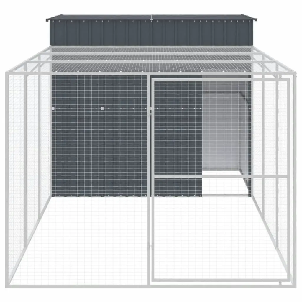 Dog House with Run Anthracite 214x457x181 cm Galvanised Steel 3189132