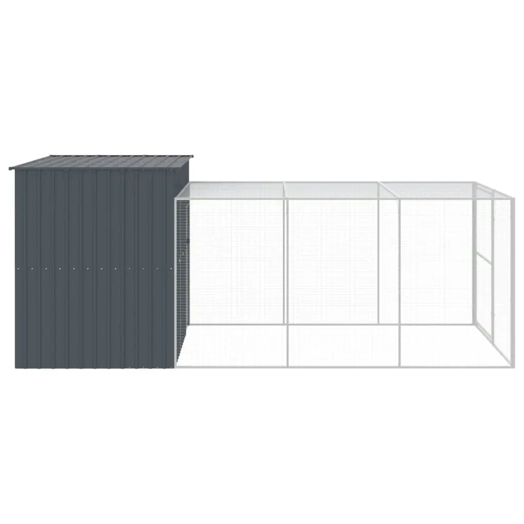 Dog House with Run Anthracite 214x457x181 cm Galvanised Steel 3189132