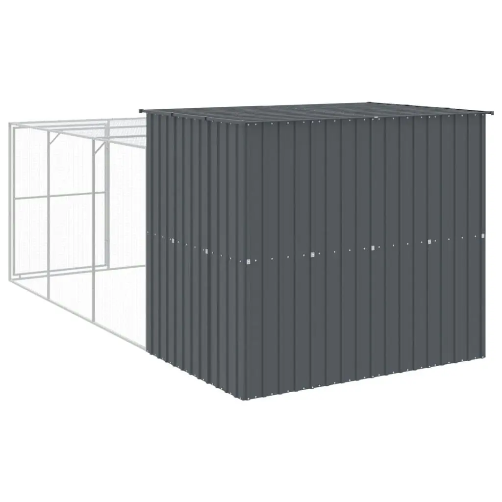 Dog House with Run Anthracite 214x457x181 cm Galvanised Steel 3189132