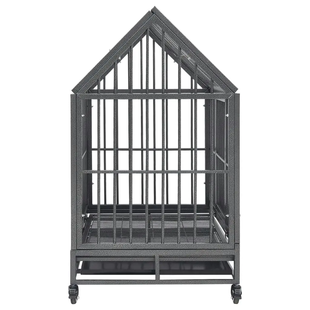 Dog Cage with Wheels and Roof Steel 92x62x106 cm 171493