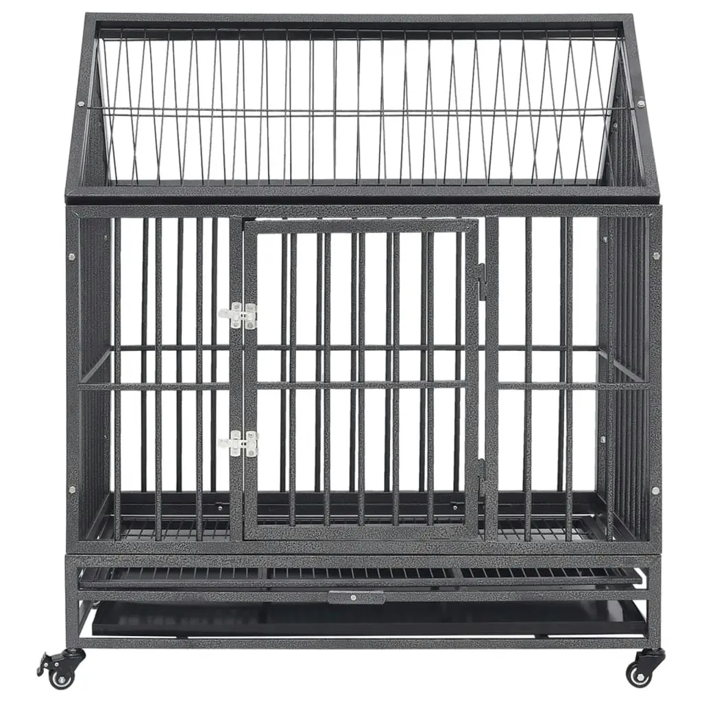 Dog Cage with Wheels and Roof Steel 92x62x106 cm 171493