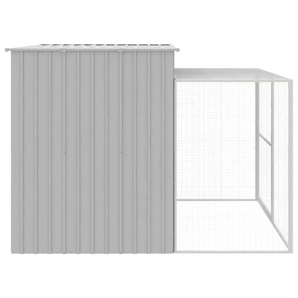 Dog House with Run Light Grey 214x253x181 cm Galvanised Steel 3189137