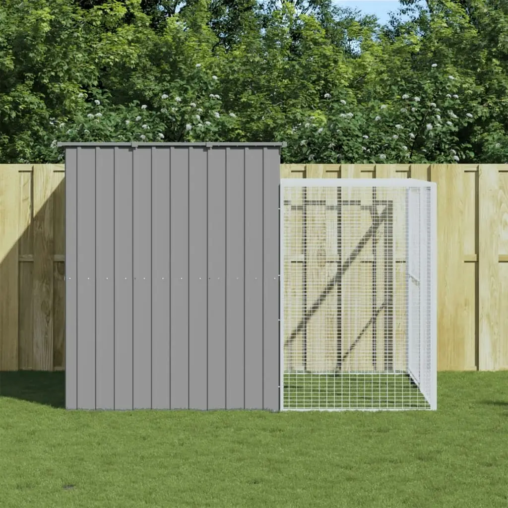 Dog House with Run Light Grey 214x253x181 cm Galvanised Steel 3189137