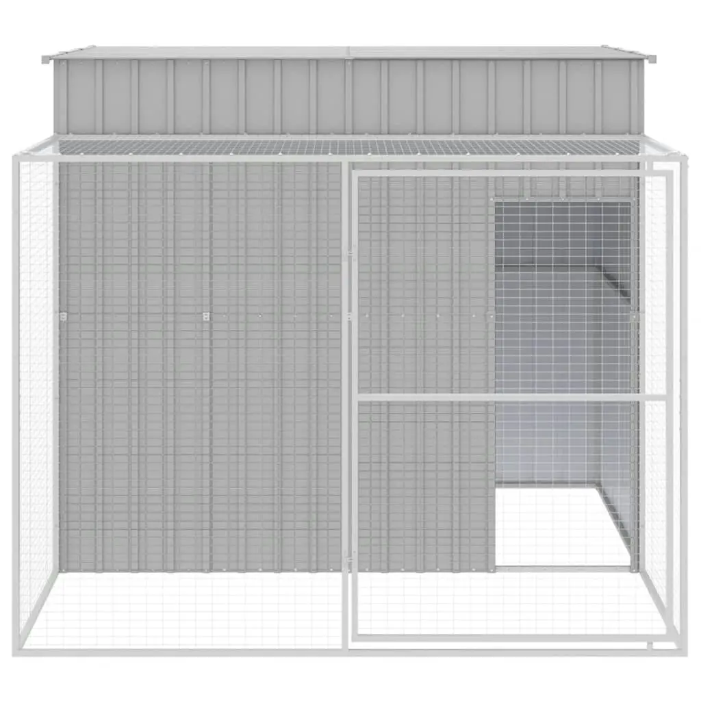 Dog House with Run Light Grey 214x253x181 cm Galvanised Steel 3189137