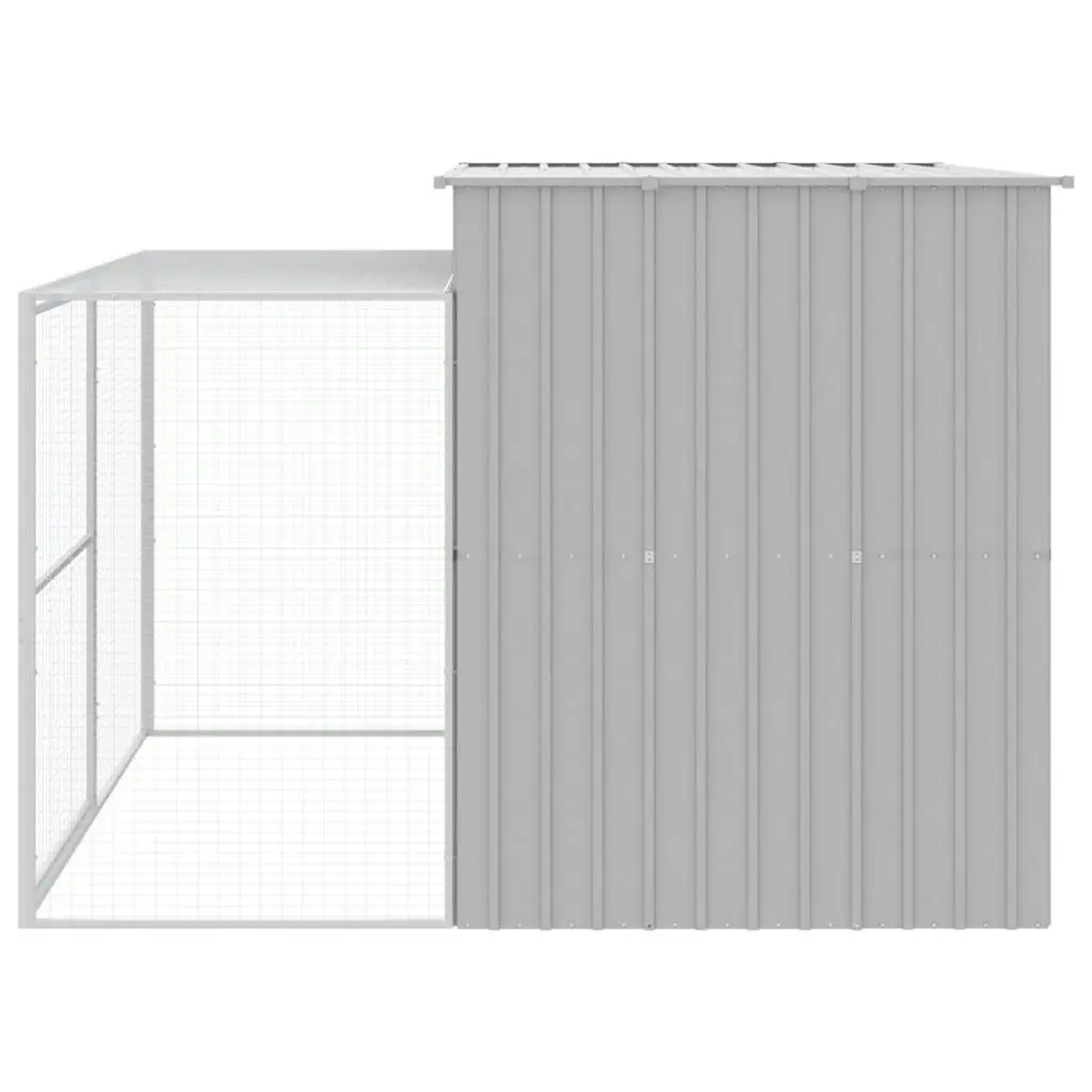 Dog House with Run Light Grey 214x253x181 cm Galvanised Steel 3189137