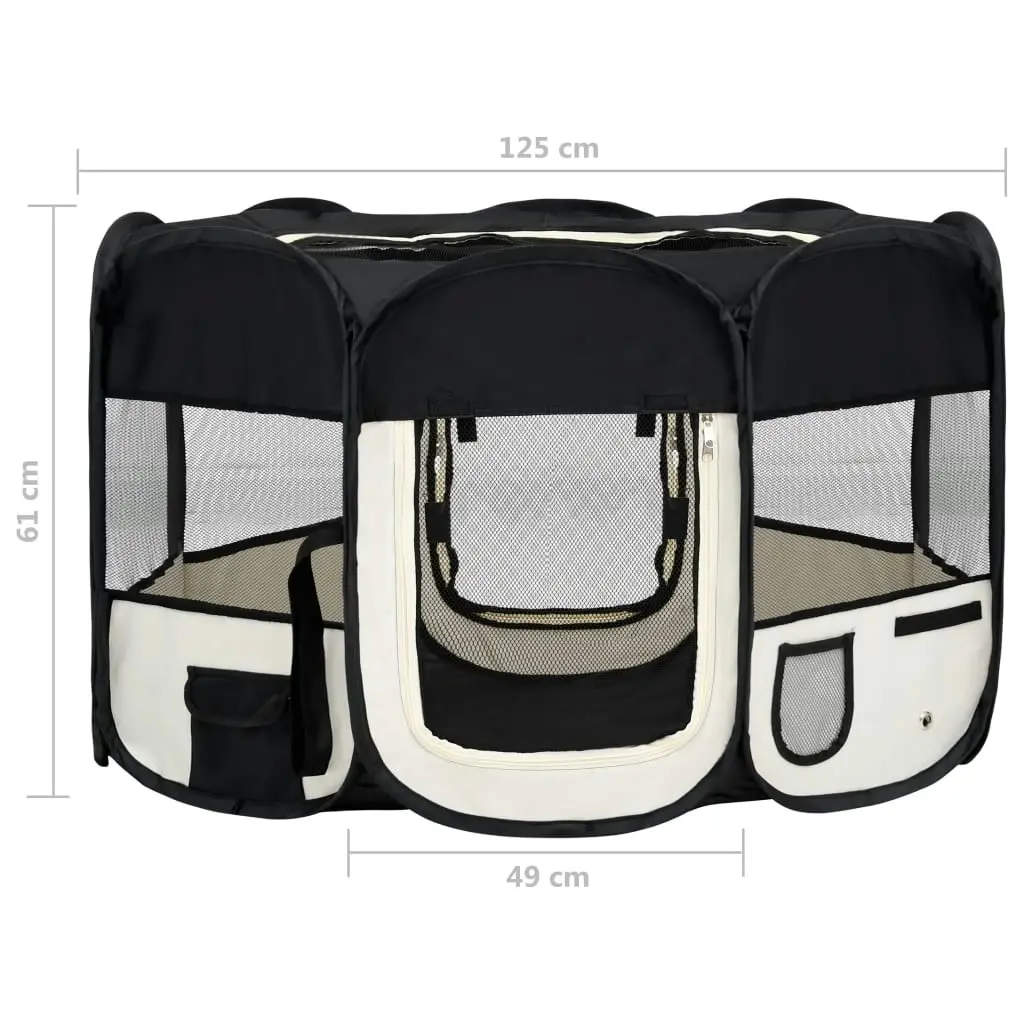 Foldable Dog Playpen with Carrying Bag Black 125x125x61 cm 171007