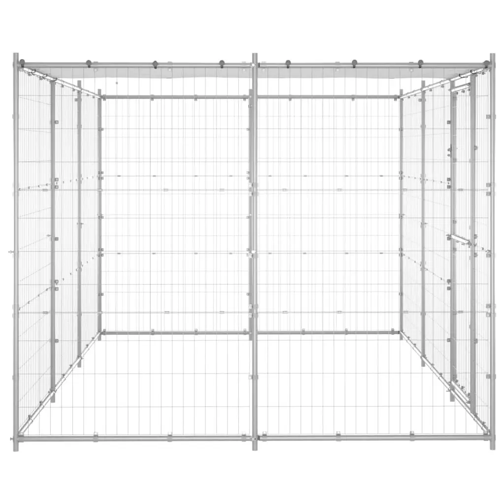 Outdoor Dog Kennel Galvanised Steel with Roof 7.26 mÂ² 3082303