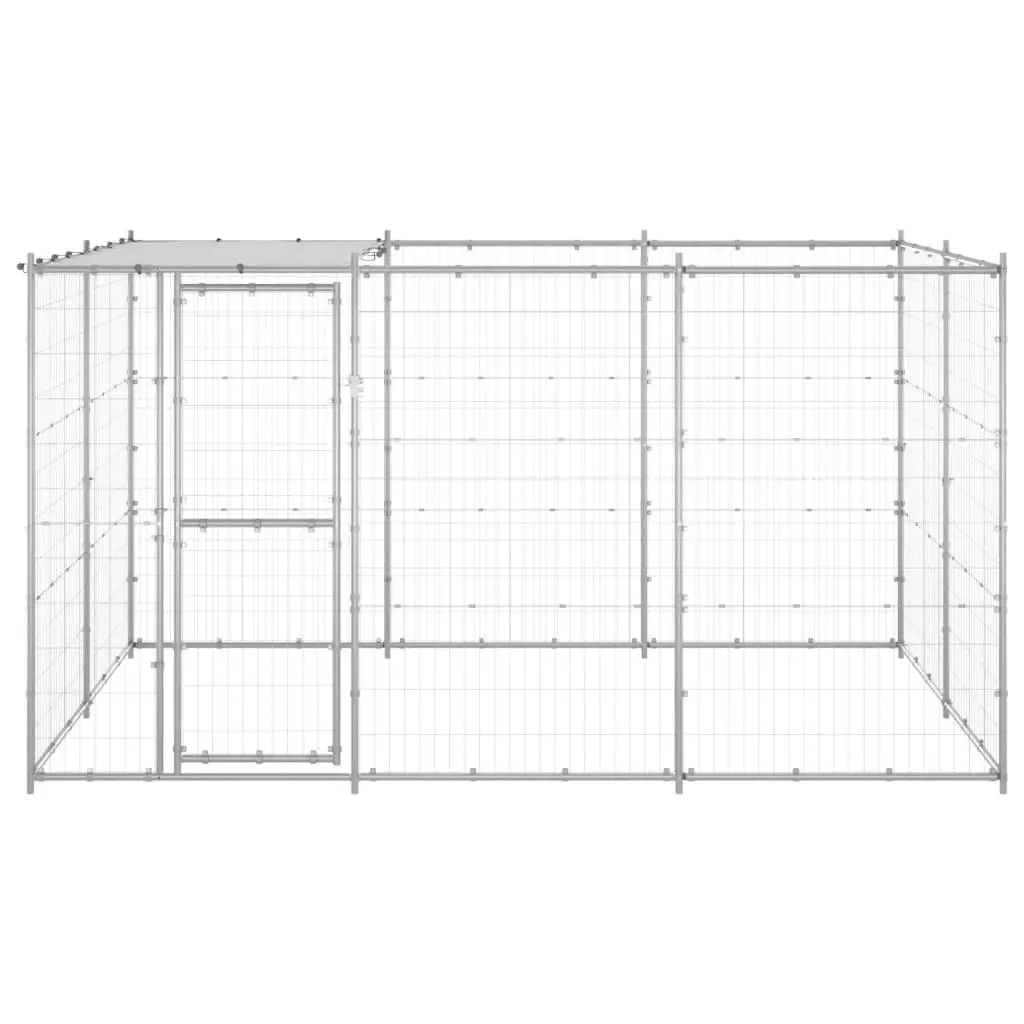 Outdoor Dog Kennel Galvanised Steel with Roof 7.26 mÂ² 3082303