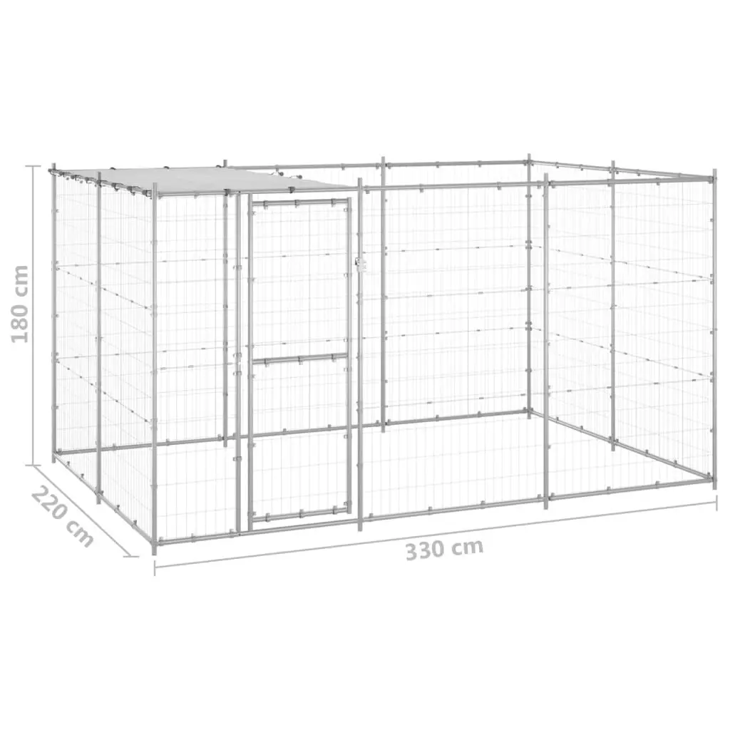 Outdoor Dog Kennel Galvanised Steel with Roof 7.26 mÂ² 3082303