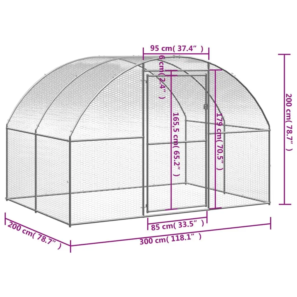 Outdoor Chicken Coop 3x2x2 m Galvanised Steel 171463