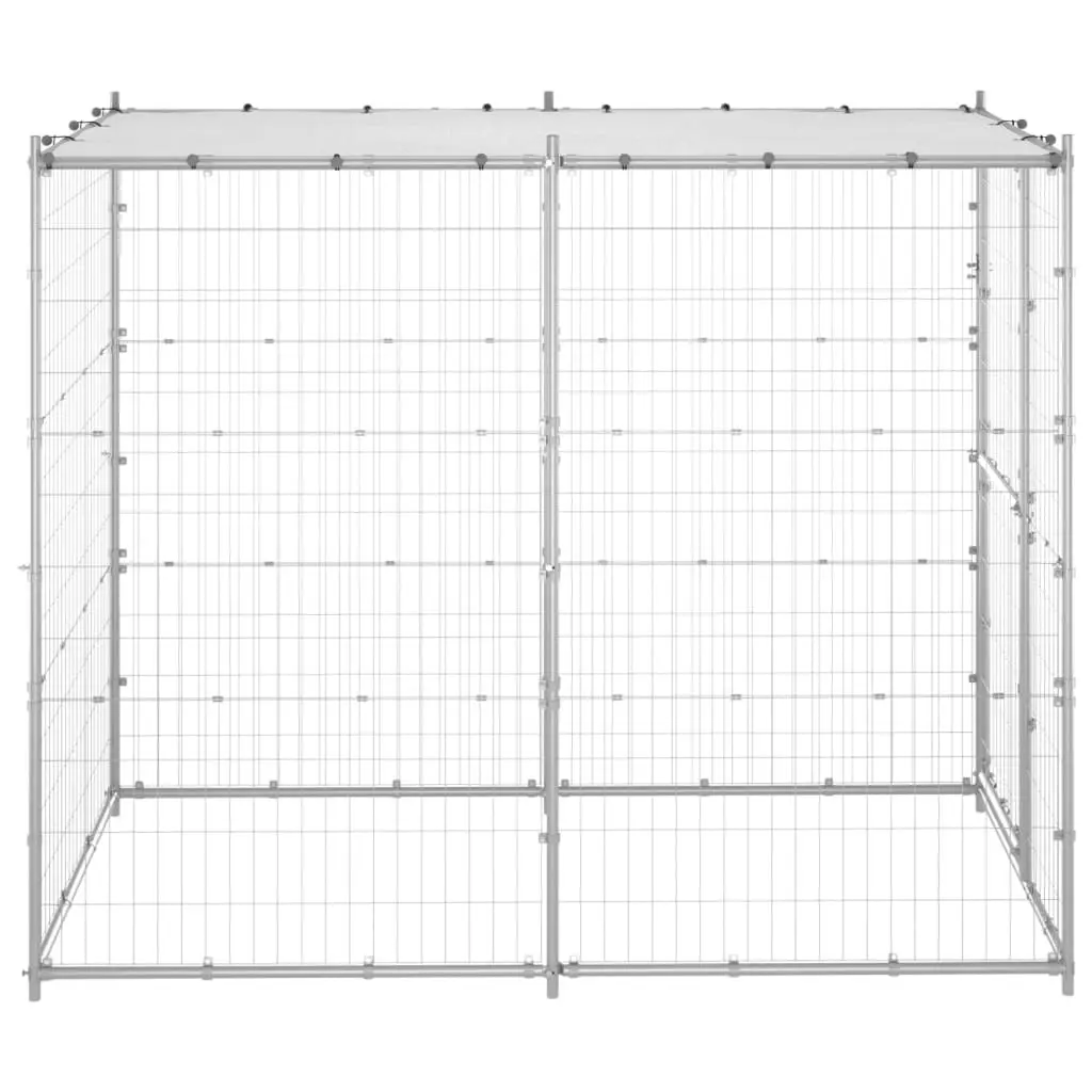 Outdoor Dog Kennel Galvanised Steel with Roof 110x220x180 cm 150800