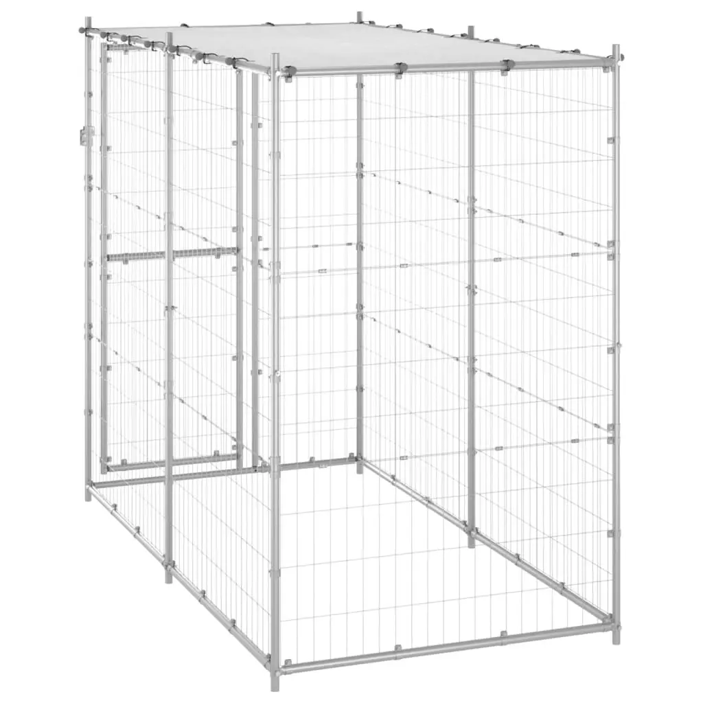 Outdoor Dog Kennel Galvanised Steel with Roof 110x220x180 cm 150800