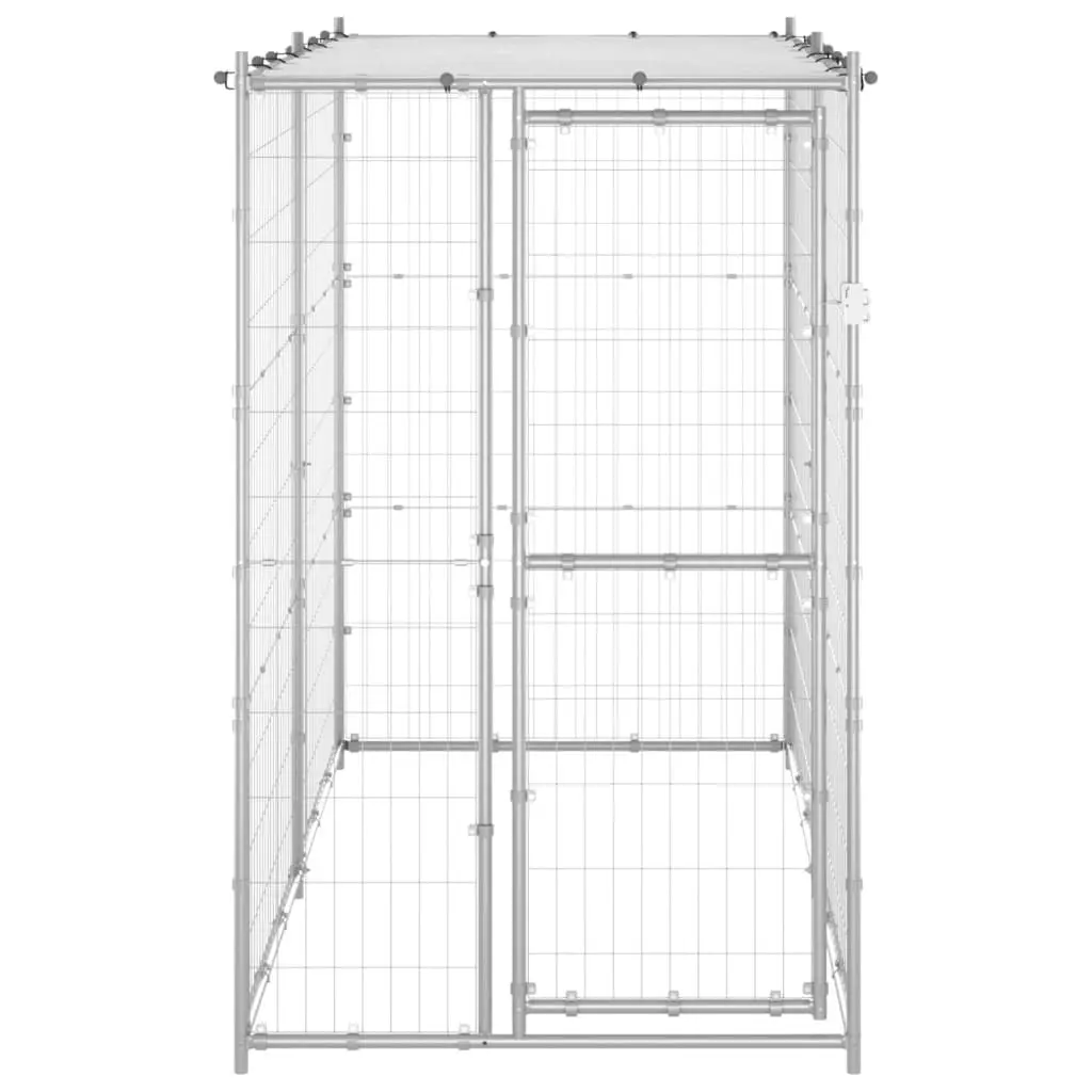 Outdoor Dog Kennel Galvanised Steel with Roof 110x220x180 cm 150800