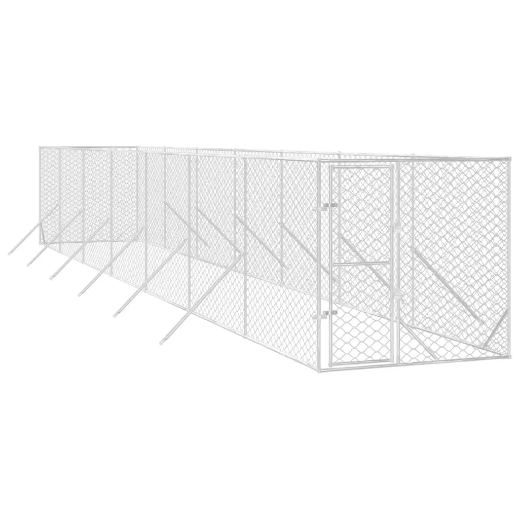 Outdoor Dog Kennel Silver 2x14x2 m Galvanised Steel 3190454