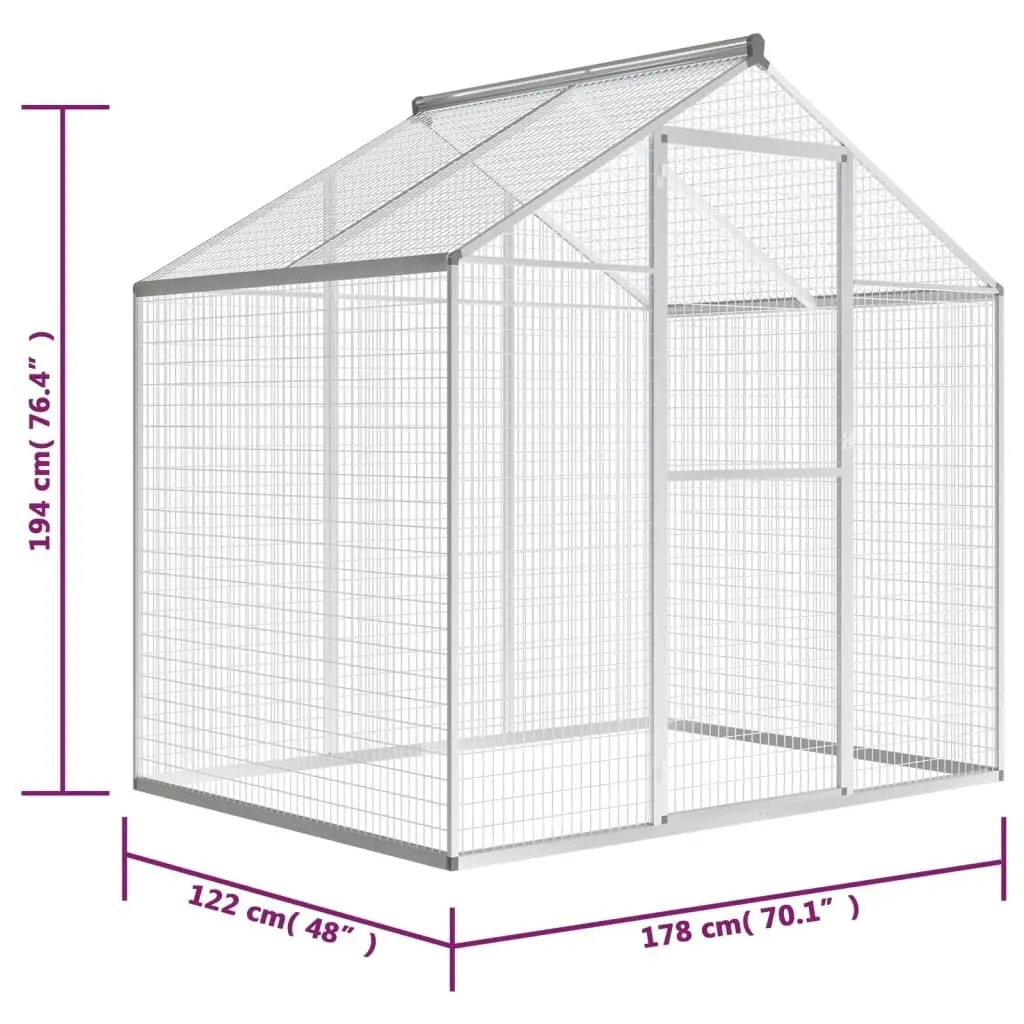 Outdoor Aviary Aluminium 178x122x194 cm 43557