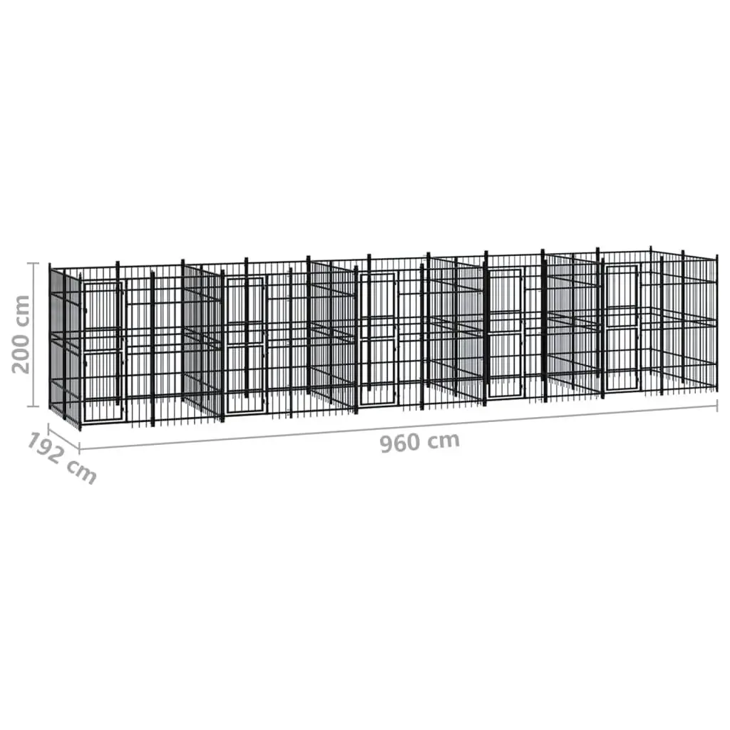 Outdoor Dog Kennel Steel 18.43 mÂ² 3098013