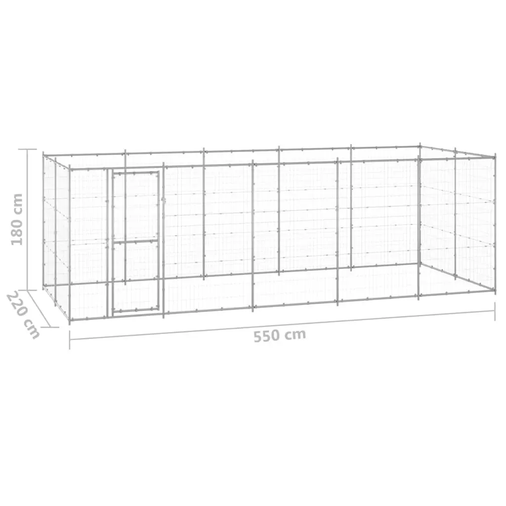 Outdoor Dog Kennel Galvanised Steel 12.1 mÂ² 3082309