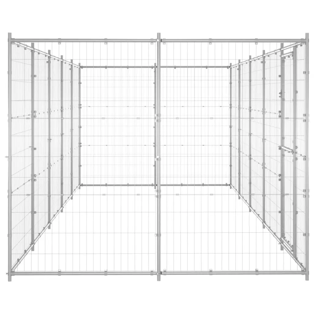 Outdoor Dog Kennel Galvanised Steel 12.1 mÂ² 3082309