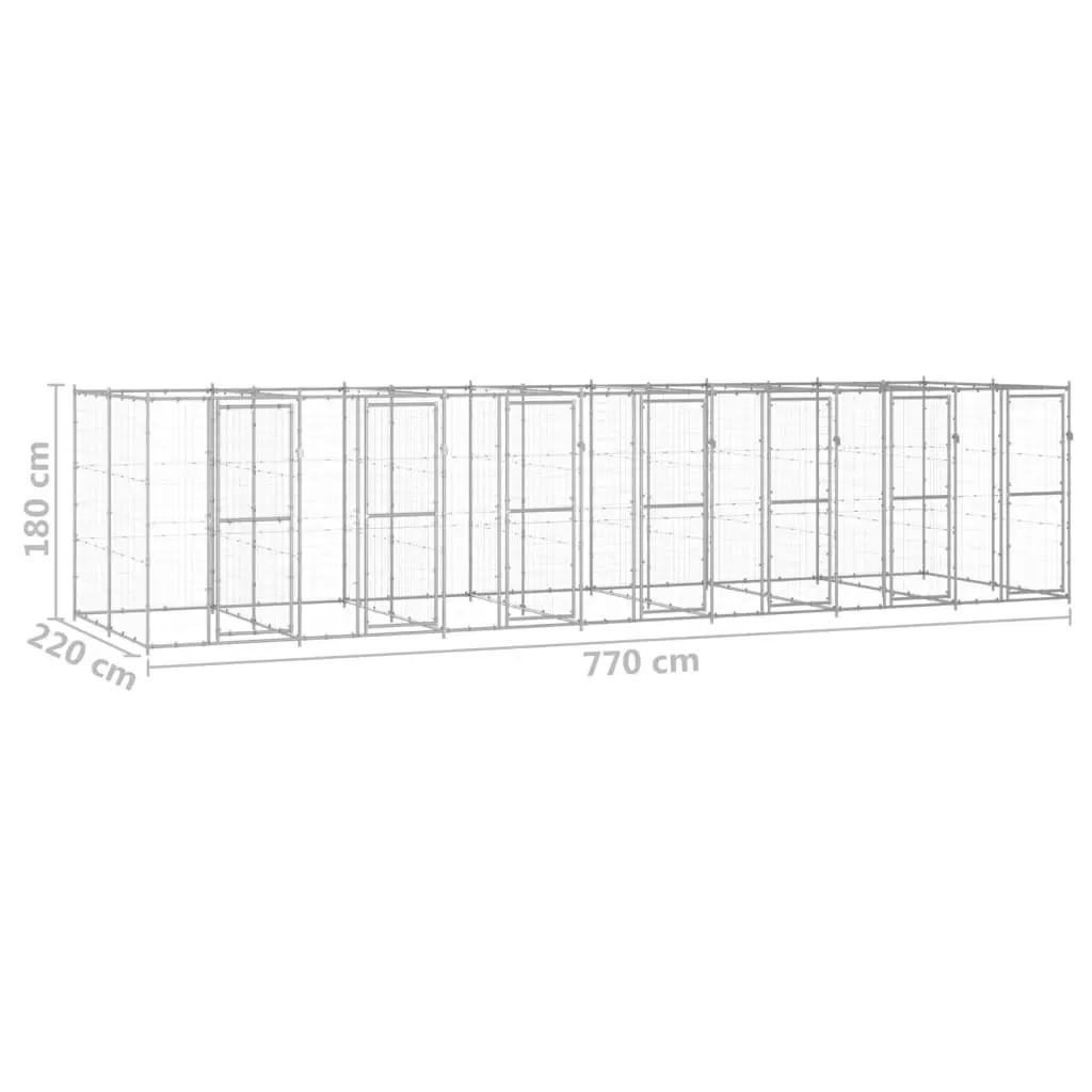 Outdoor Dog Kennel Galvanised Steel 16.94 mÂ² 3082287