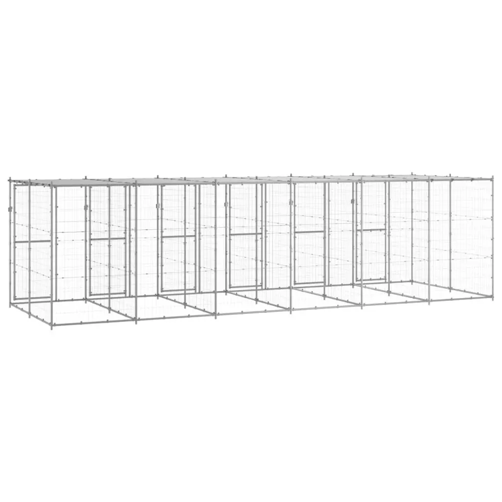 Outdoor Dog Kennel Galvanised Steel with Roof 14.52 mÂ² 3082275