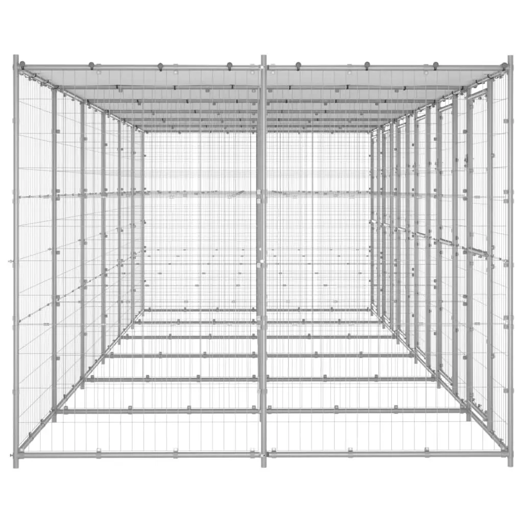 Outdoor Dog Kennel Galvanised Steel with Roof 14.52 mÂ² 3082275