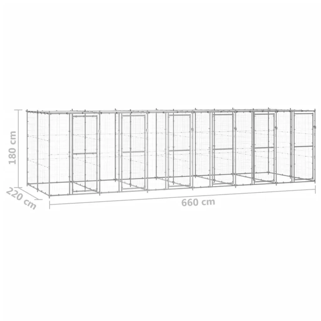 Outdoor Dog Kennel Galvanised Steel with Roof 14.52 mÂ² 3082275