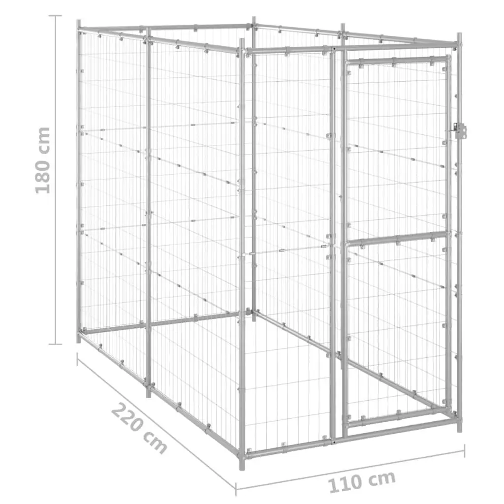 Outdoor Dog Kennel Galvanised Steel 110x220x180 cm 150801