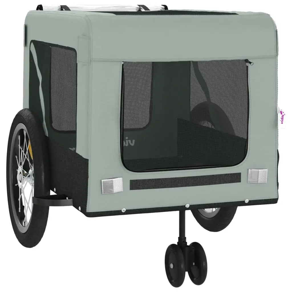 Pet Bike Trailer Grey and Black Oxford Fabric and Iron 93937