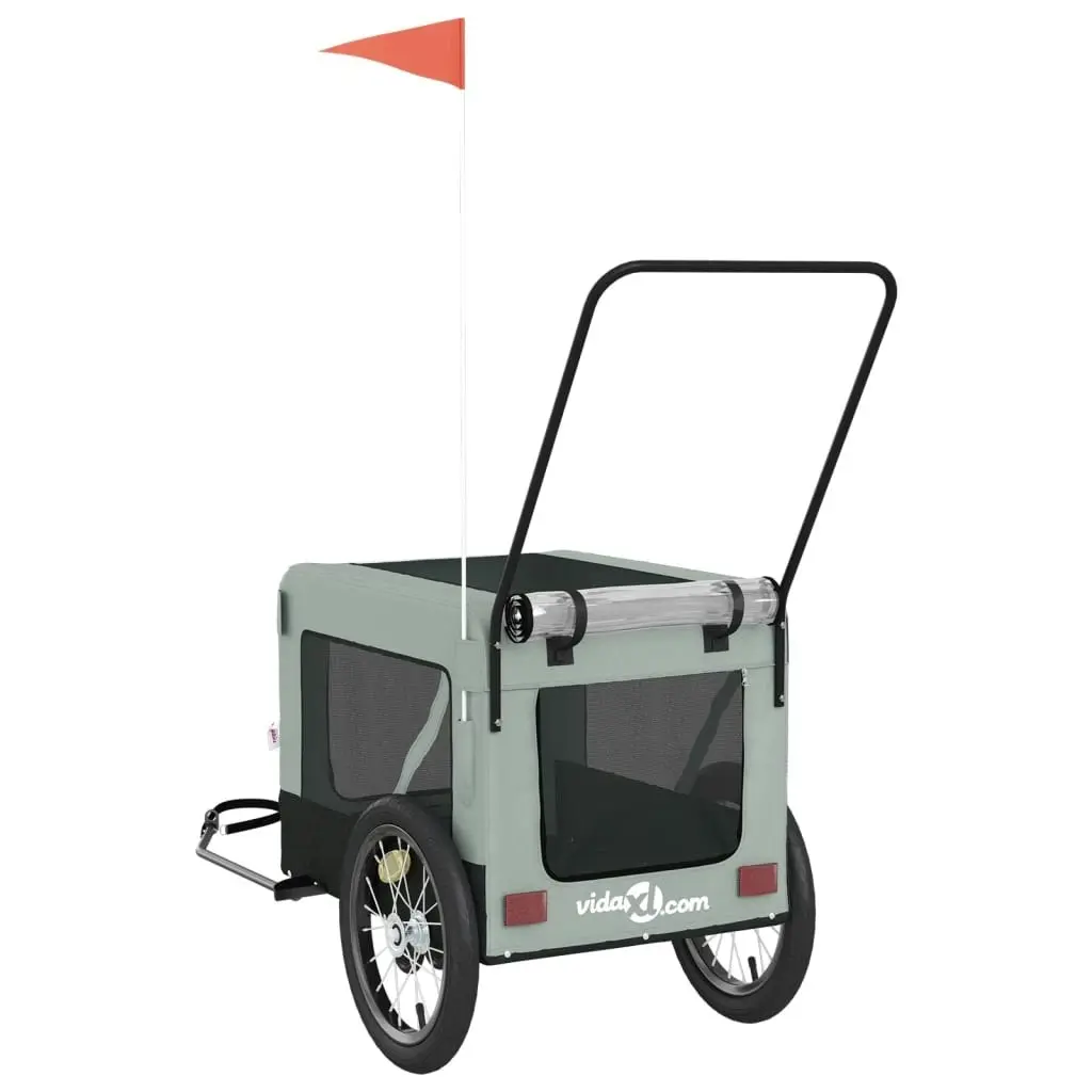 Pet Bike Trailer Grey and Black Oxford Fabric and Iron 93937