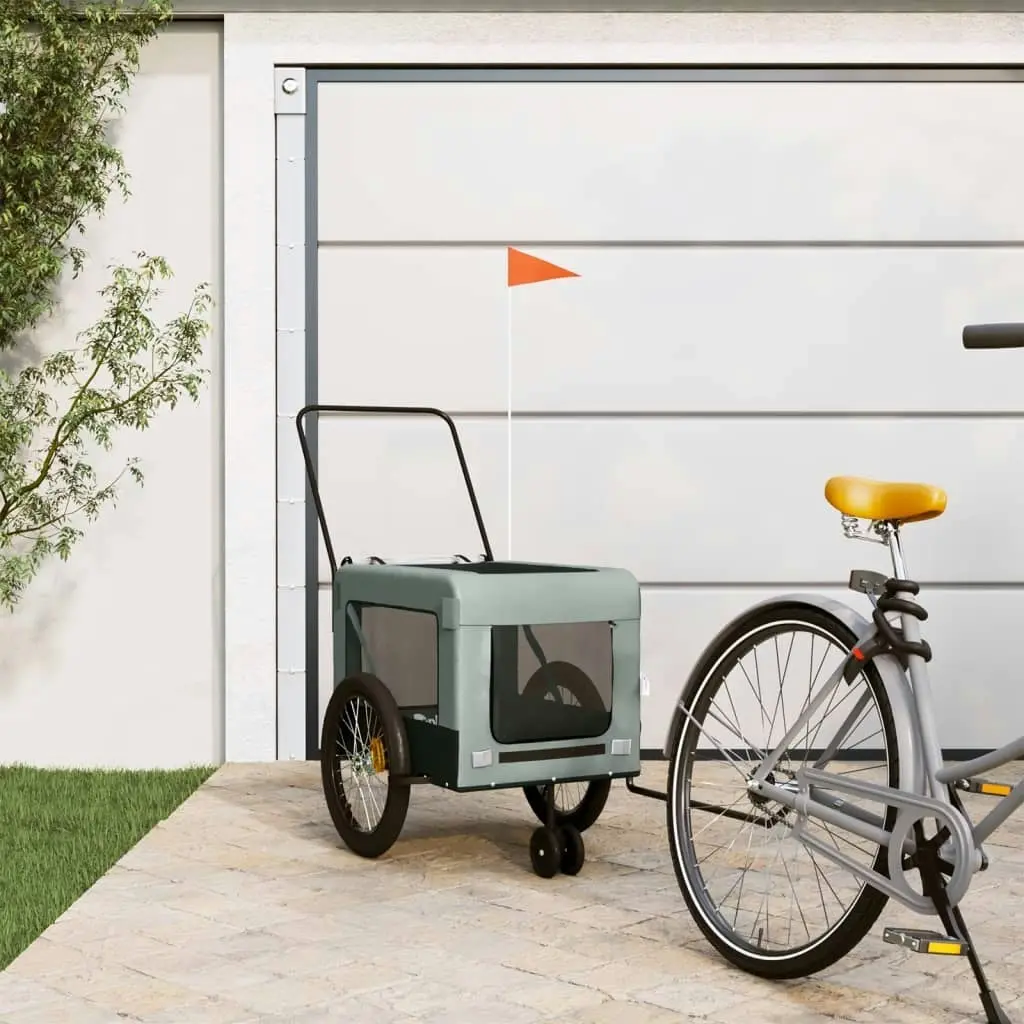 Pet Bike Trailer Grey and Black Oxford Fabric and Iron 93937